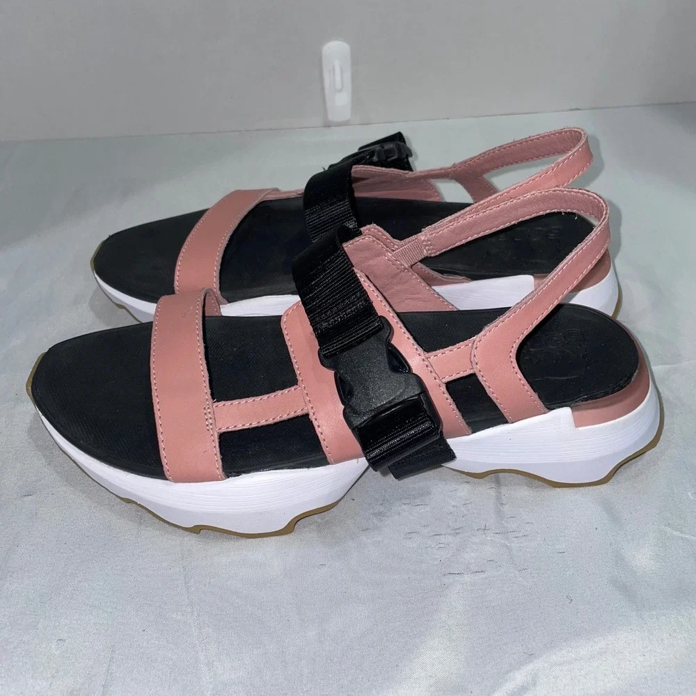 Sorel‎ Kinetic Impact Slingback Sandals Pink Black Buckle Strap Platform Womens
